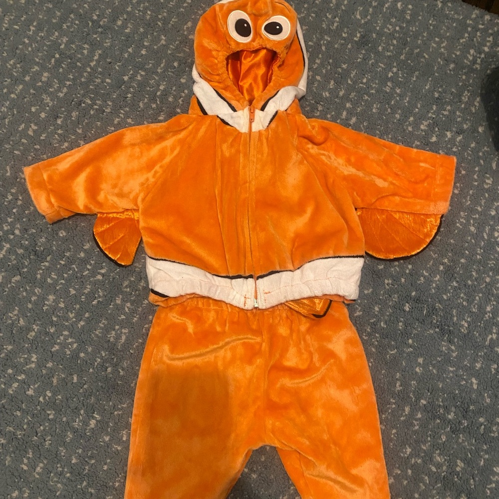 Orange and White Halloween Costume with Plush Hood